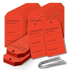 Dirty Equipment Tags with Wire - 500 Pack Red Dirty Equipment Clean Tags 2 5...