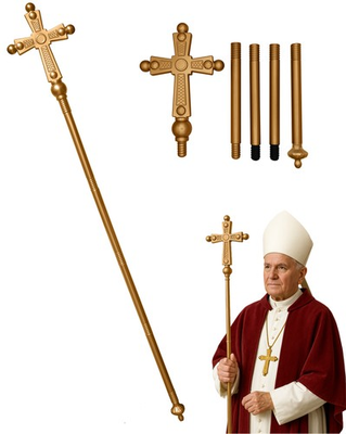 #ad 54quot; Gold Saint Nicholas Cross Priest Staff Pope Bishop Cosplay Costume Prop $16.95