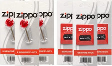 3 Pack of each Zippo Lighter Flint Wick of 6 Value Packs 18 flint 3 wick