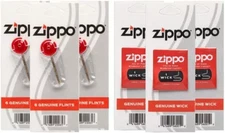 3 Pack of each Zippo Lighter Flint & Wick of 6 Value Packs（18 flint+3 wick)