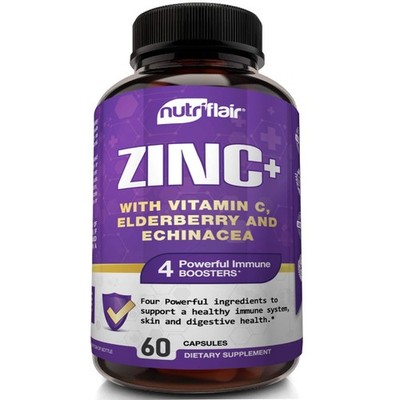 Zinc 50mg - with Vitamin C, Elderberry, Echinacea Purpurea Extract, Zinc Oxid...
