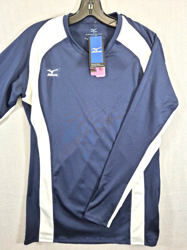 Mizuno, Mizuno Womens XL Volleyball Long Sleeve Shirt Navy White DryLite USA NWT