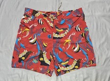 Patagonia Board Shorts Mens 38 Red Tropical Fish Print Swim Trunks STY 86575