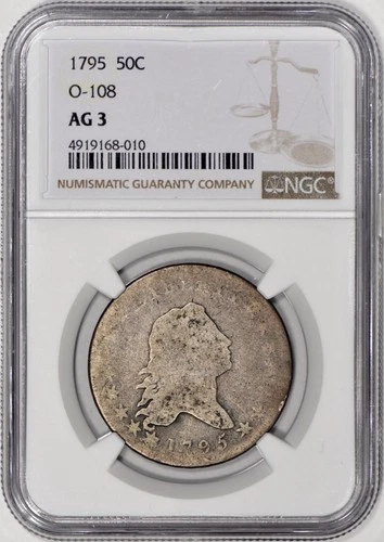 1795 Flowing Hair Half Dollar 50c 2-Leaves O-108 NGC AG 3 - 100% Original!