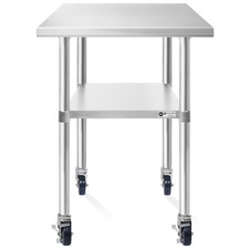 24x30 Stainless Steel Prep Table with Casters, NSF Commercial Restaurant Kitchen