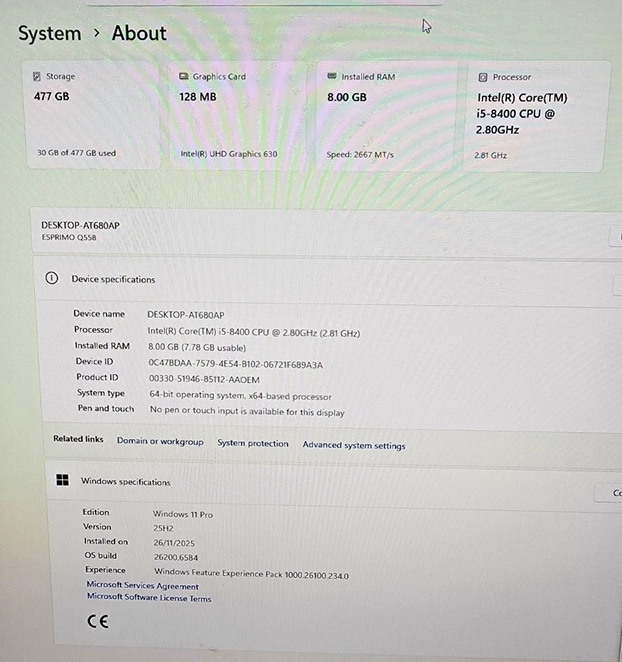 Fujitsu Esprimo Q558 i5-8400 8GB RAM 500GB SSD WIN11 Pro - image 3 of 4