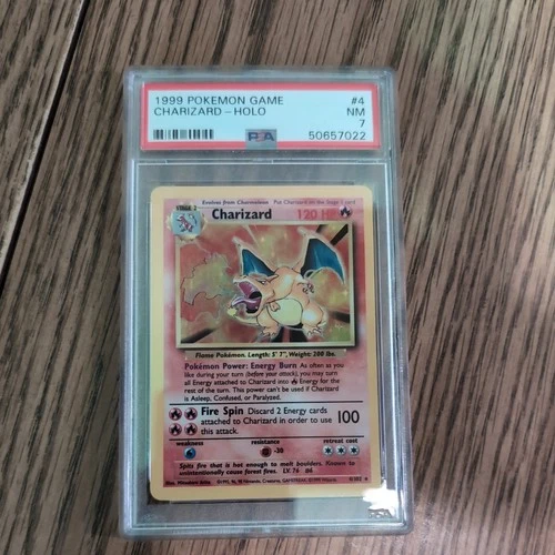 1999 Pokemon Charizard #4 Base Set Holo PSA 7