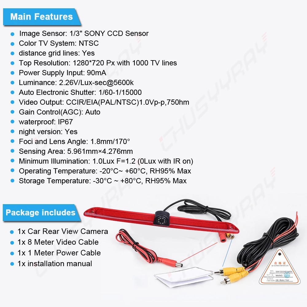 Rear View Monitor Brake Light Backup Camera For Mercedes Benz Sprinter Van Top thumbnail 11