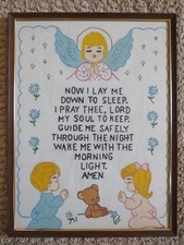 Vintage - Now I Lay Me Down To Sleep Prayer - Nursery Baby Kids-Framed Wall Art