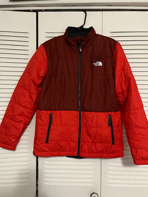 The North Face Men's size M Red/Burgundy Colorblock Full Zip Lined Puffer Jacket