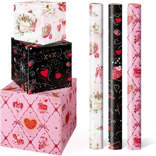 Valentine Wrapping Paper Roll - 3 Rolls 17’’ X 120’’ Valentines Day Wrapping Pap