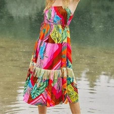 Farm Rio strapless / spaghetti strap midi dress L to XL NWT