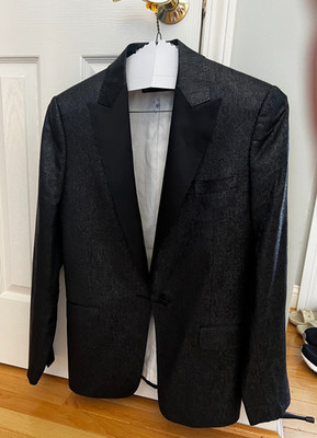 Dsquared2 Tuxedo Style Chambray Blazer Men 48 Peak Lapel 1 Button Jacket *READ*