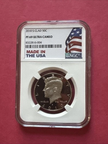 Beautiful 2010- Silver Clad  (NGC PF 69 Ultra Cameo ) JFK Half Dollar  USA Flag