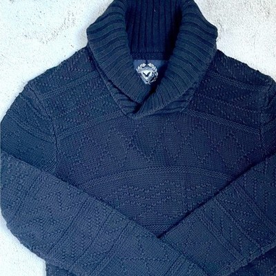 American Eagle Fisherman Shawl Collar Sweater Small Cotton Old Money Preppy