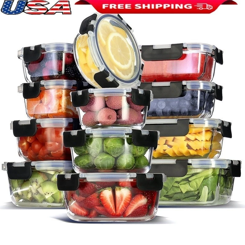 24PC Stackable Airtight Glass Food Storage Containers Set Meal Prep & Leftovers
Opens in a new windo