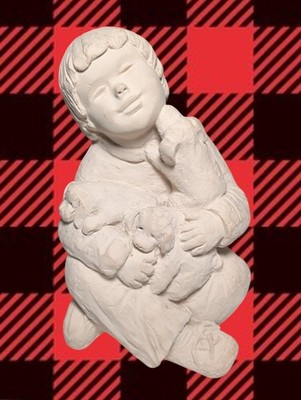 AUSTIN PRODUCTIONS Bright Eyes By Dee Crowley 1992 Boy & Puppies CLAY SCULPTURE 