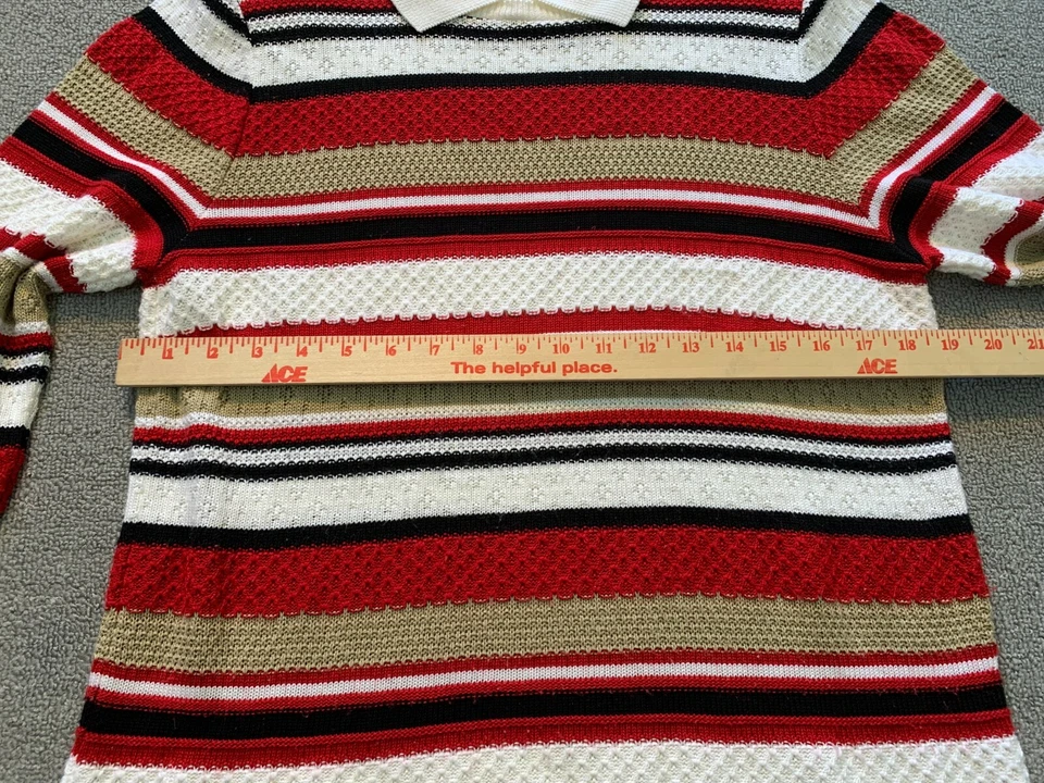 Suéter Alfred Dunner Talla Pequeña S Tejido a Rayas Rojo Blanco Negro con Cuello Foto 4 de 4