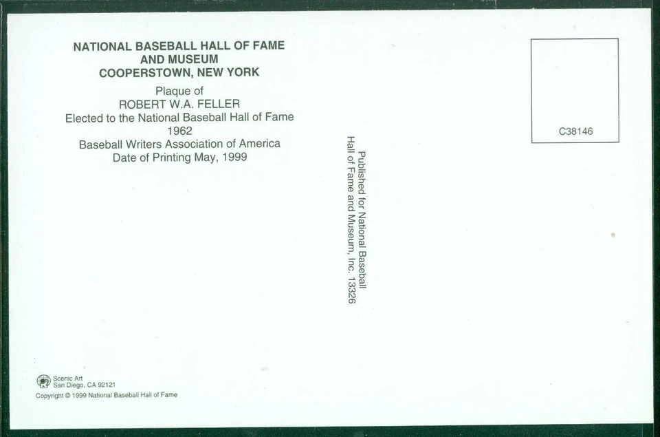 022, Original Autograph of Bob Feller (2), HOF Plaque Postcard, Indians - Image 2 of 3