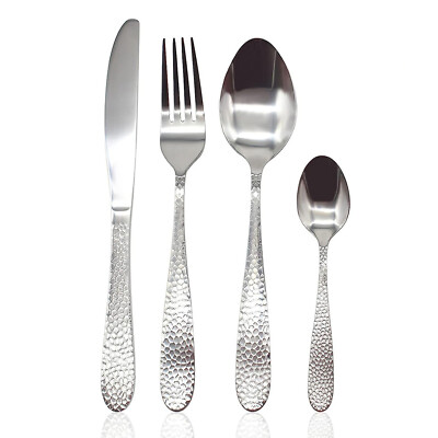 Besteckset Edelstahl Hammeroptik Griff Silber 16-teilig 32-teilig Set