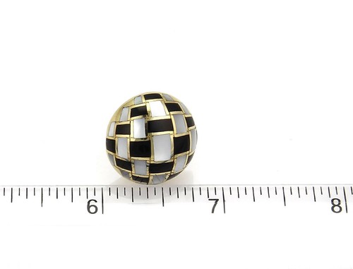 Tiffany & Co. Mother of Pearl & Onyx Inlaid Dome Post Clip Earrings - Picture 5 of 5