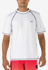 Speedo Men's Easy Short Sleeve UV Protection Swim Tee, White, S