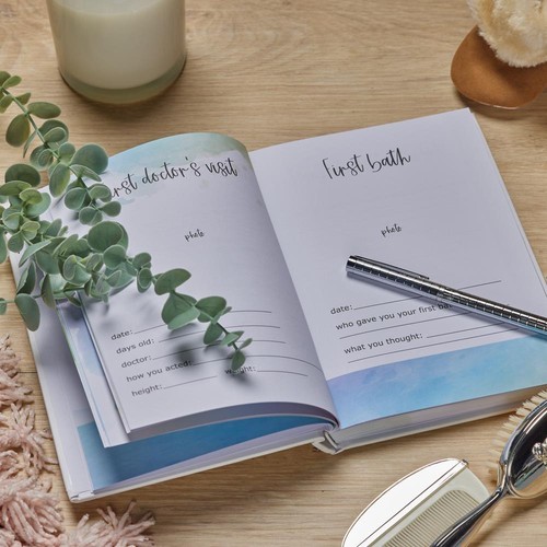 Personalised Baby Record Book Keepsake Milestone Journal Footprint BJO-3 - Picture 2 of 7