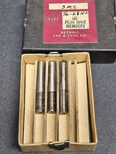 3pc ¼"-28 NF Go Thread Plug Gage .2268" P.D. US Made Detroit Machinist 1/4"-28
