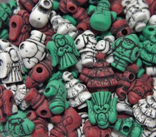 Christmas Holiday Beads Santa Angel Tree Snowman - Assorted Colors 24pc