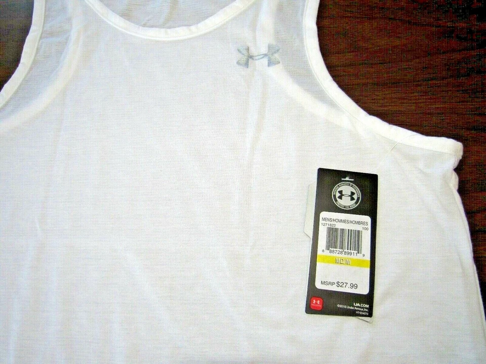 Camiseta sin mangas Under Armour Threadborne Streaker para hombre 1271822 blanca pequeña Md Lg XL 2xl Foto 3 de 4