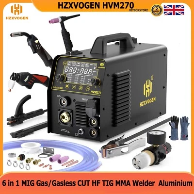 HZXVOGEN 250A 6 in1 MIG CUT HF TIG ARC Welder Gas/Flux Core Welding Machine Plasma Cutter