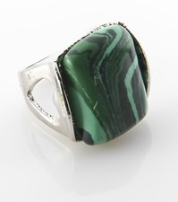 Fashion silver plated ring set Malachite gemstone size 6.5  Gift Jewelry  Lov