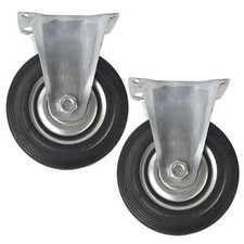 5" (125mm) Rubber Fixed Castor Wheels Trolley Furniture Caster (2 Pack) CST06