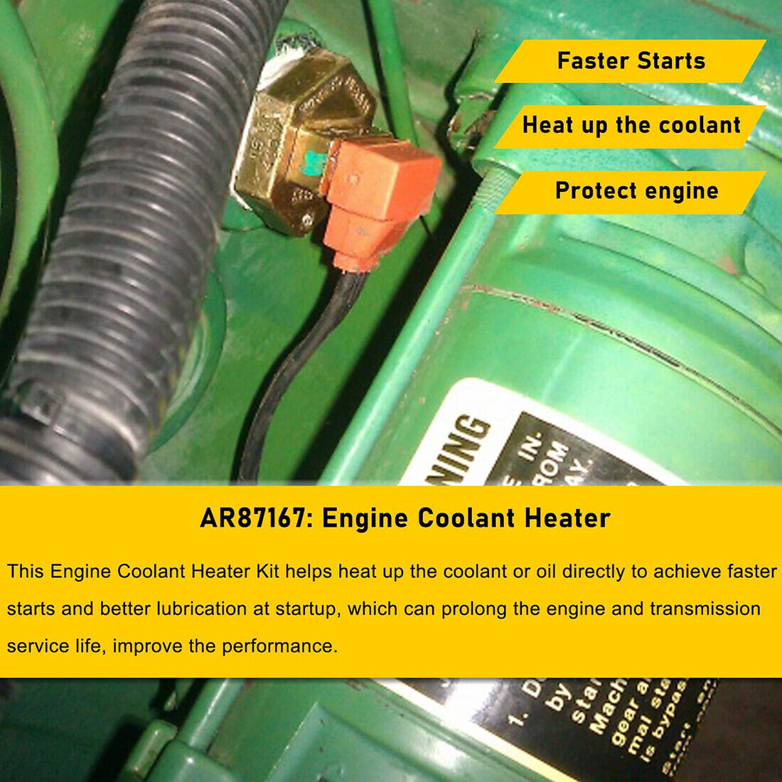 Replacement for John Deere AR87167 Engine Coolant Heater Kit eBay