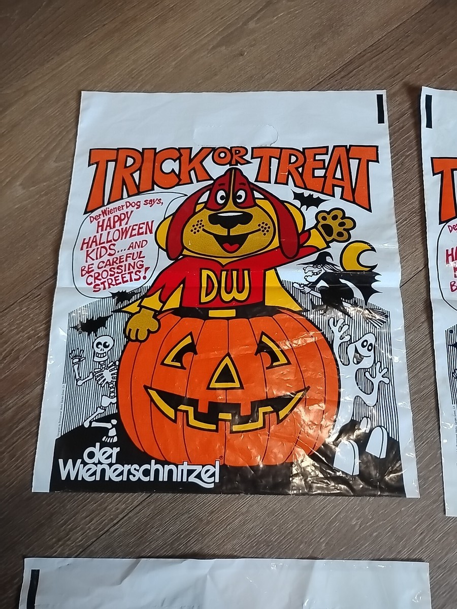 Vintage Halloween Trick Or Treat Bag Wienderschnitzel Double Sided
