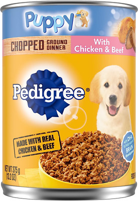 PEDIGREE CHOPPED GROUND DINNER Puppy Canned Soft Wet Dog Food With Chicken & oz.