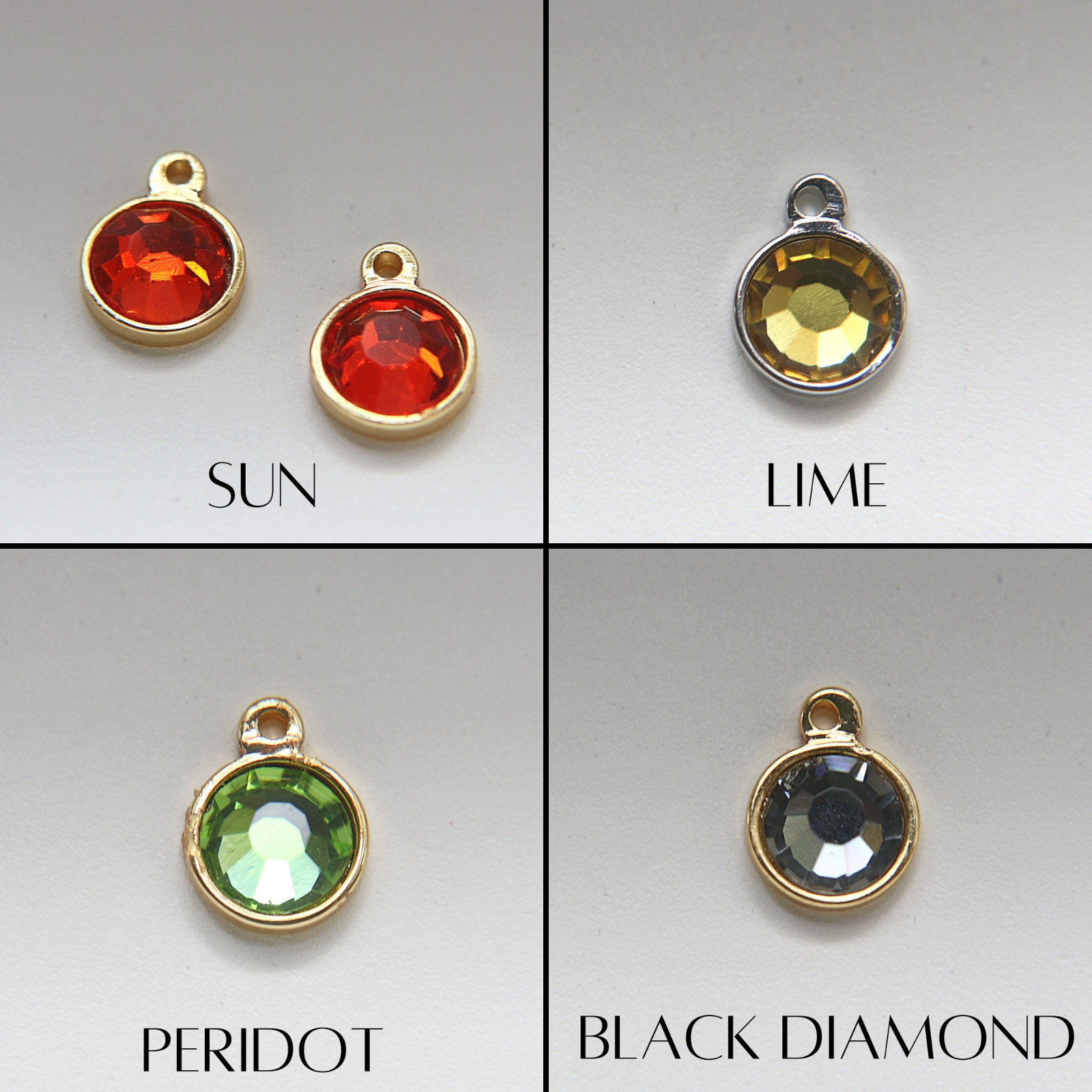 Swarovski 10mm ajuste redondo gota un bucle (4 colores) 50 piezas oro/plata