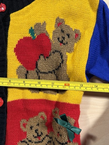 Vintage 1990s Teddy Bears KNIT Sweater Unisex Medium/6 JET SET Acrylic - Picture 5 of 8