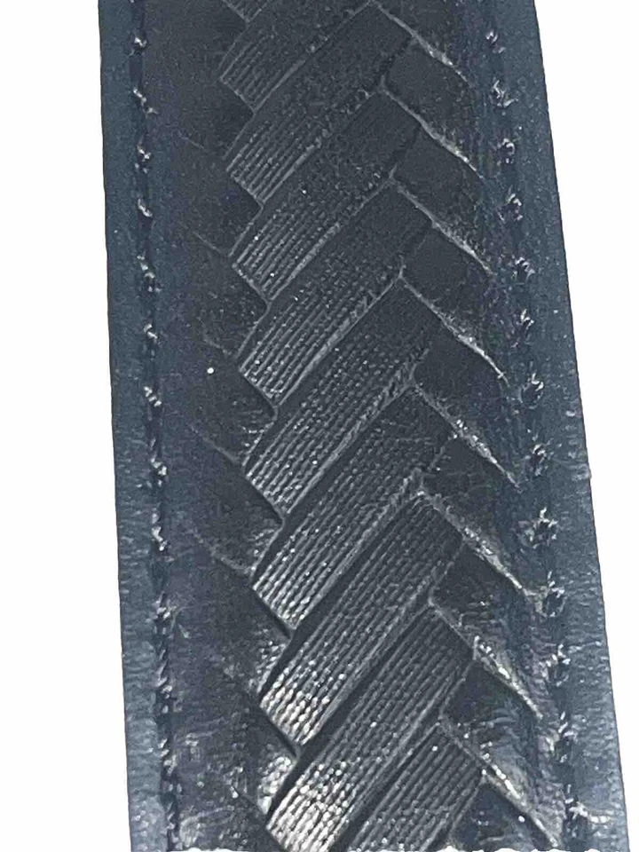 CINTURÓN DE CUERO ITALIANO Negro Hombre Tejido Repujado Talla 40 VERO CUOIO Hecho en Italia Foto 2 de 4