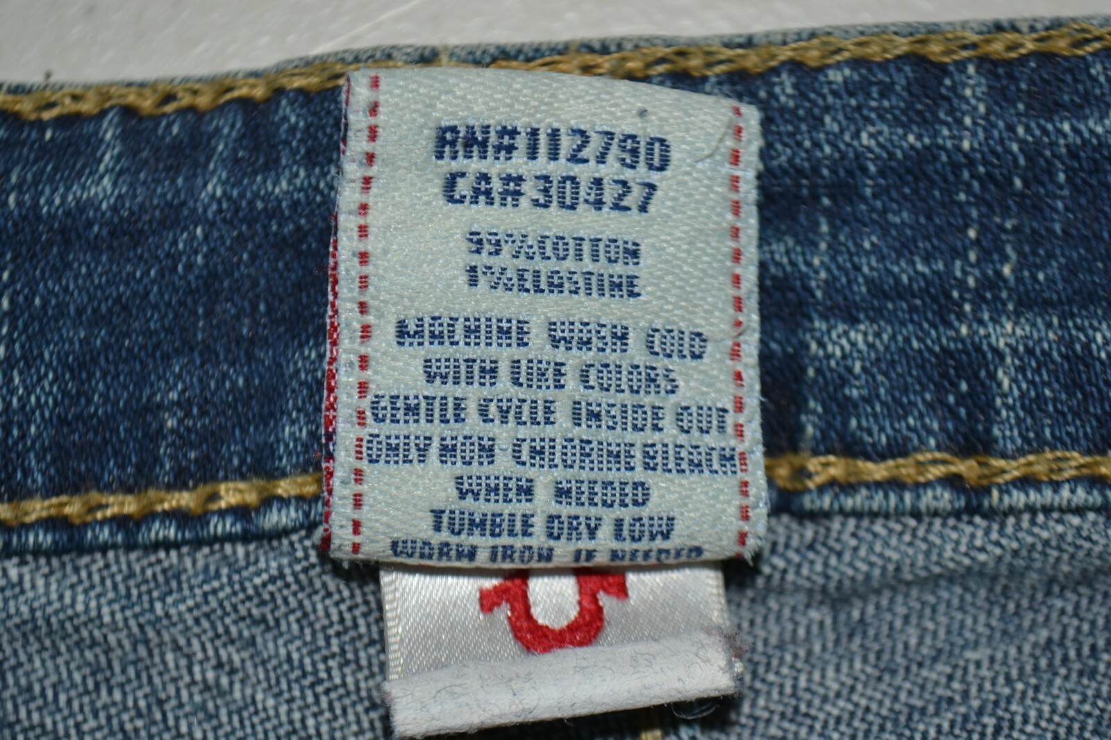 True Religion Women's Gold Disco Billy Big T Straight Pocket Flap Jeans Sz 25x30 thumbnail 11