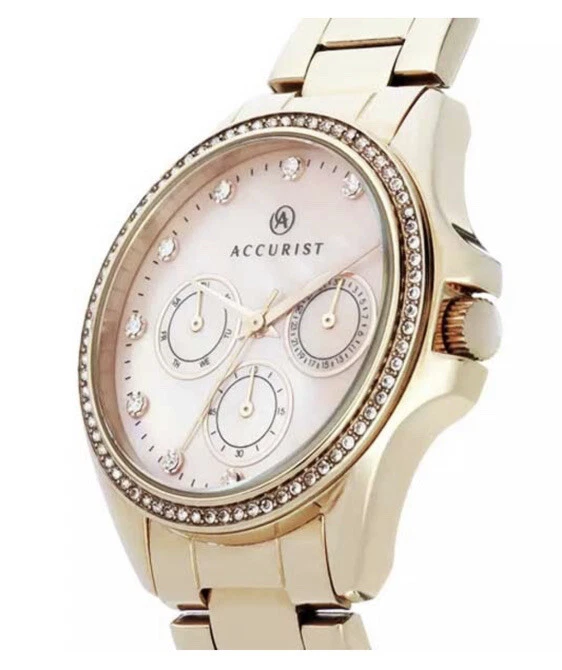 Reloj Accurist de acero inoxidable chapado en oro rosa para dama Foto 3 de 4