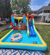 Quick Blow Up Inflatable Bounce House Kids Waterslide House Park for Summer Now~