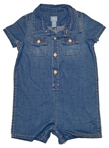 Nwt Baby Gap Boys 6-12 Months Chambray Lightweight Denim Shorts Romper