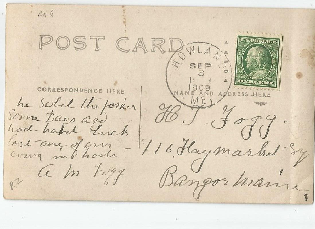 Howland, ME Maine 1909 RPPC Postcard, Large Building, Hotel? eBay