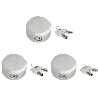Lot of 3 Hidden Shackle Hockey Puck Round Padlock Van Trailer Tubular Key