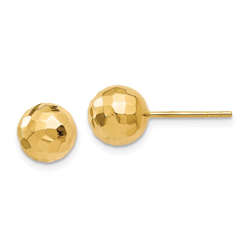 8mm 14K Yellow Gold Polished Faceted Stud Post Earrings | eBay