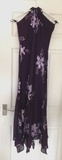 Ladies Purple Sequined Floral Evening Cocktail Dress Size 10