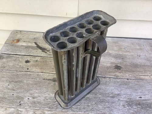 Antique Tin Metal 12-Hole Black Soldered Handle Candle Mold 10" Z - Picture 2 of 13