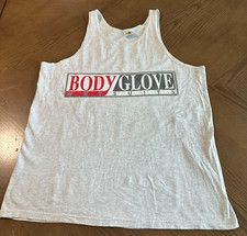 Vintage 1997 Men's Body Glove Wetsuits Tank Top Size Large Gray w/ Block Writing
