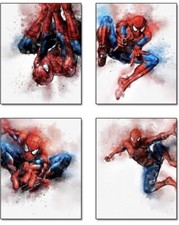 Set of 8 Cartoons Superhero Spiderman Theme Art Painting 8 X10 Canvas Picture